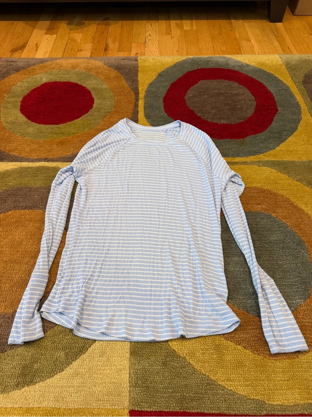 NWOT Offline by Aerie Light Blue White Stripe Long Sleeve Stretchy Top Medium